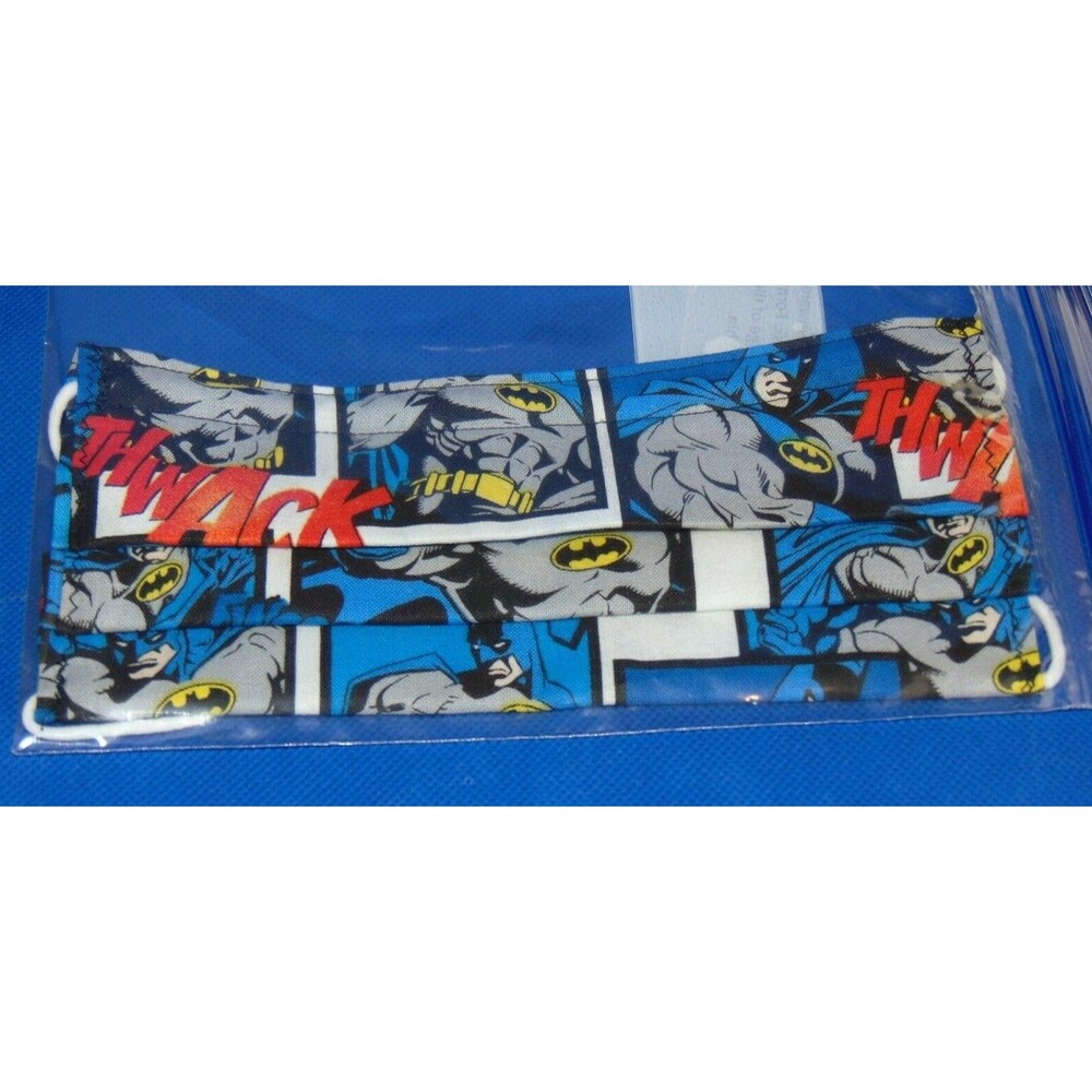 USA Made Cotton Pleated Adult 1-SZ Face Mask Batman